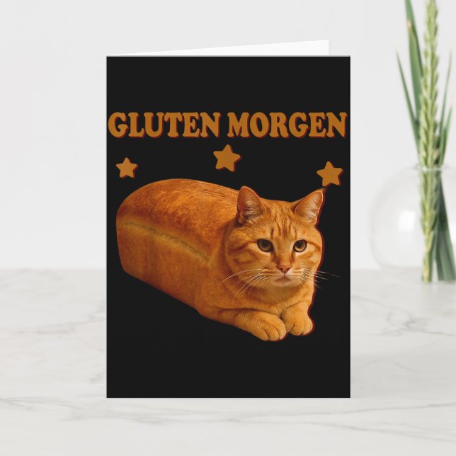 Funny Bread Cat Meme Gluten Morgen Humor Graphic G Karte (Vorderseite)