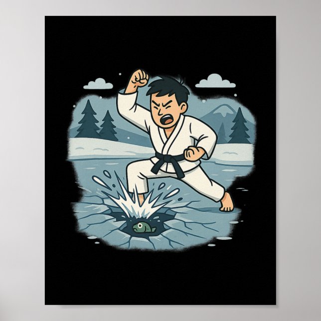 Funny Break Ice Karate Chop Martial Arts Spaß Poster (Vorne)