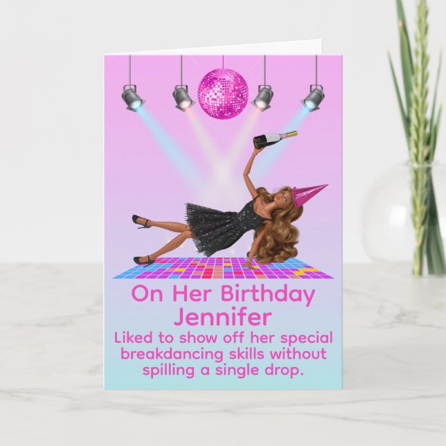 Funny Breakdancing Disco Doll Birthday Card Karte (Vorderseite)