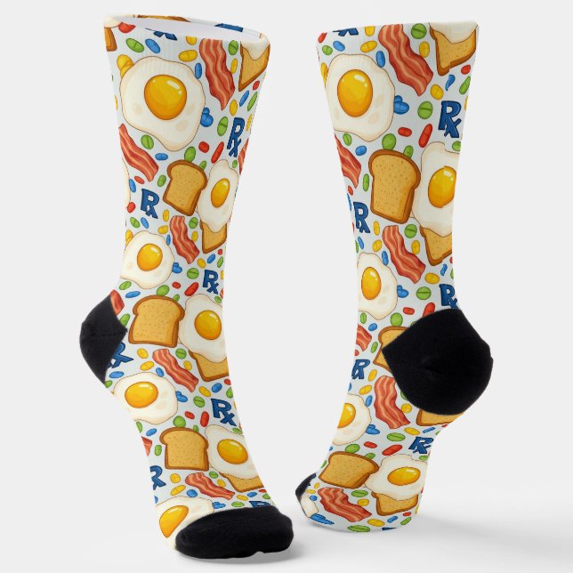 Funny Breakfast & Pills Pharmacy Socken (Gewinkelt)