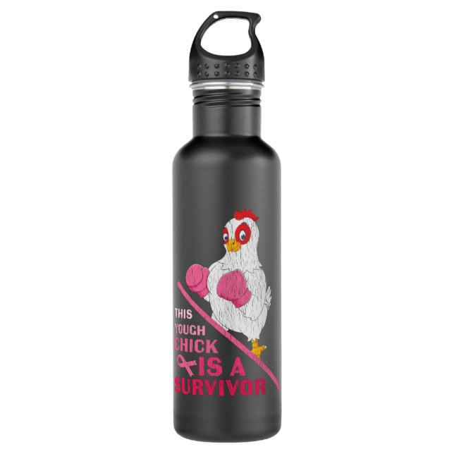 Funny Breast Cancer Warrior Survivor Girl Women Edelstahlflasche (Vorderseite)