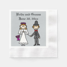 Funny Briand Groom Wedding Cartoon Serviette