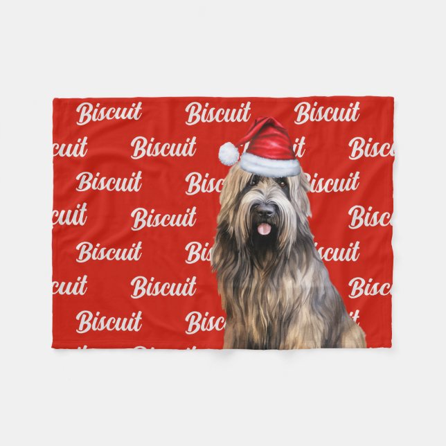 Funny Briard Shepherd Dog Name Gemustert Weihnacht Fleecedecke (Vorderseite (Horizontal))