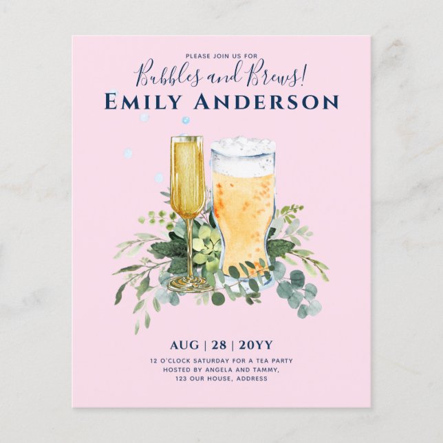 Funny Bridal Shower Einladungen Bubbles in Brews Flyer (Vorne)
