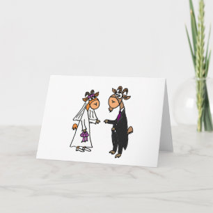 Funny Bride and Groom Goat Wedding Karte