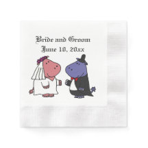 Funny Bride Groom Hippo Wedding Cartoon