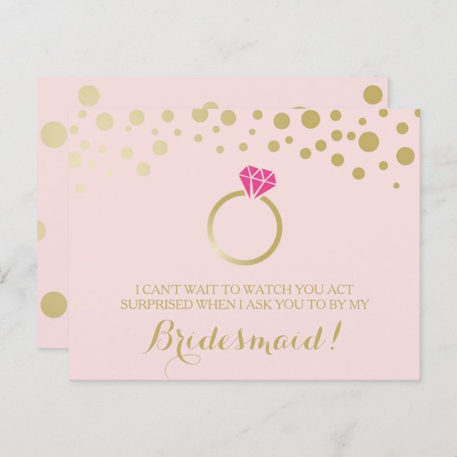 Funny BRIDESMAID VORSCHLAG Karte ~ Pink & Imitats  (Vorne/Hinten)