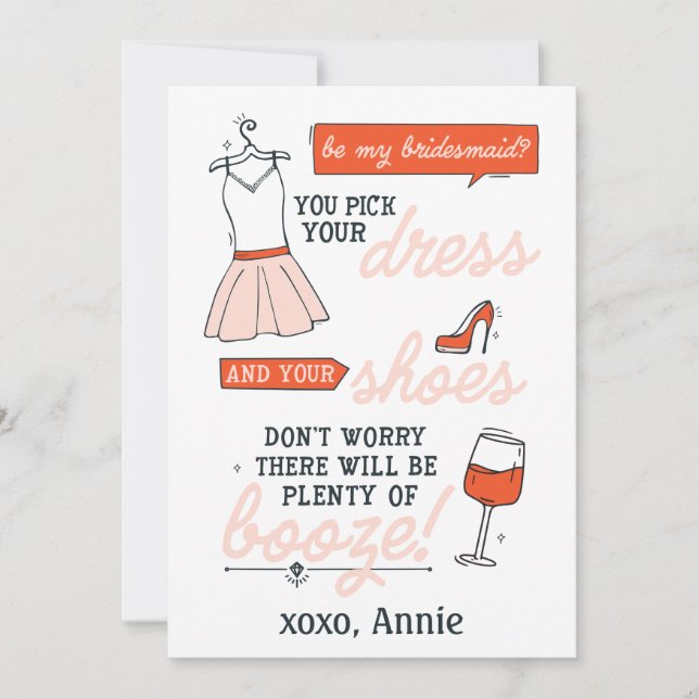 Funny Bridesmaid Vorschlag Viel Booze Card (Vorderseite)