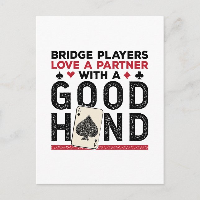 Funny Bridge Player Partner Gute Hand Postkarte (Vorderseite)