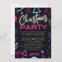 Funny Bright Neon Black Playful Weihnachts-Party Einladung