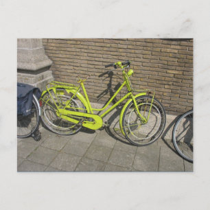 Funny Bright Yellow Bicycle Postkarte