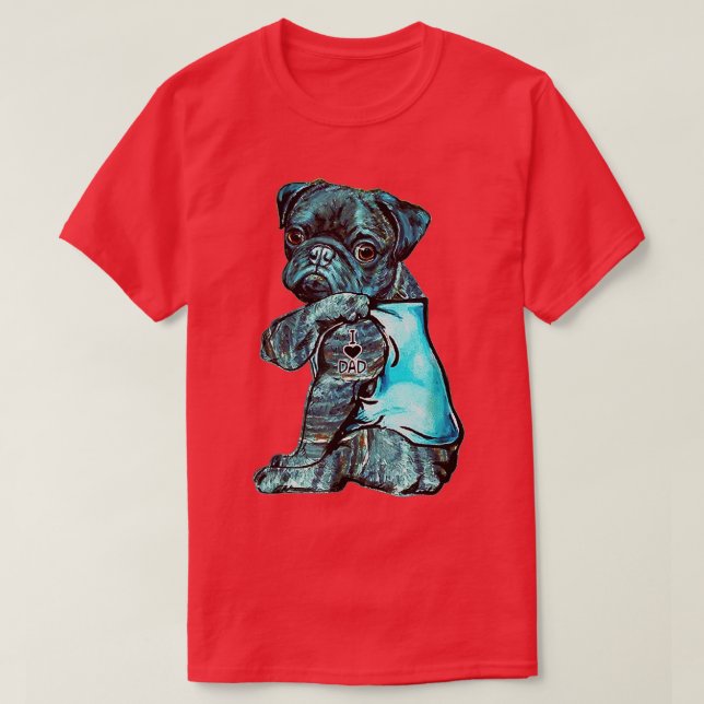 Funny Brindle Pug Dog I Love Dad Tattoo Brindle Pu T-Shirt (Design vorne)