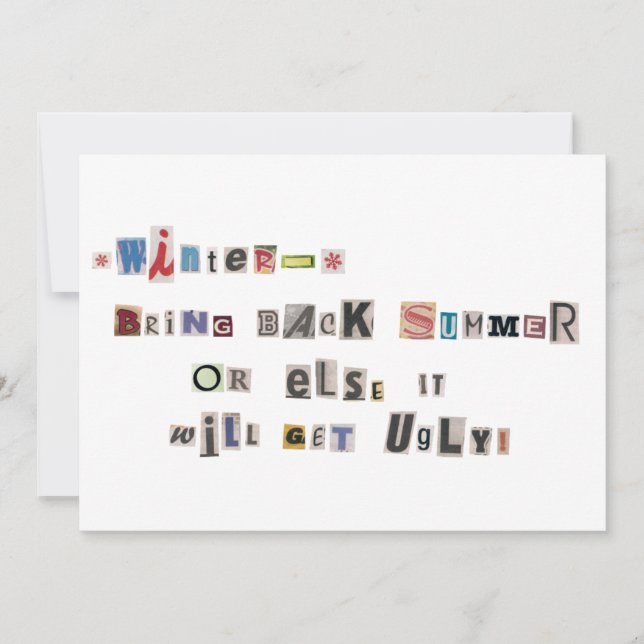 Funny Bring Summer Ransom Note Collage zurück Einladung (Vorderseite)