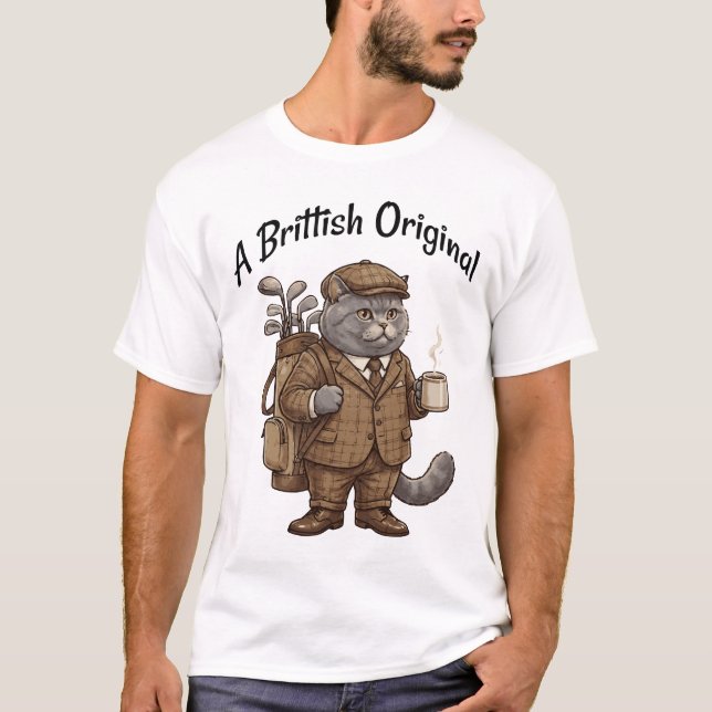 Funny British Shorthair Cat Golf T-Shirt (Vorderseite)