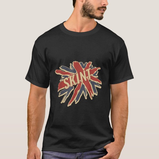 Funny British Slang T Shirt mit Flag Skint T Shir (Vorderseite)