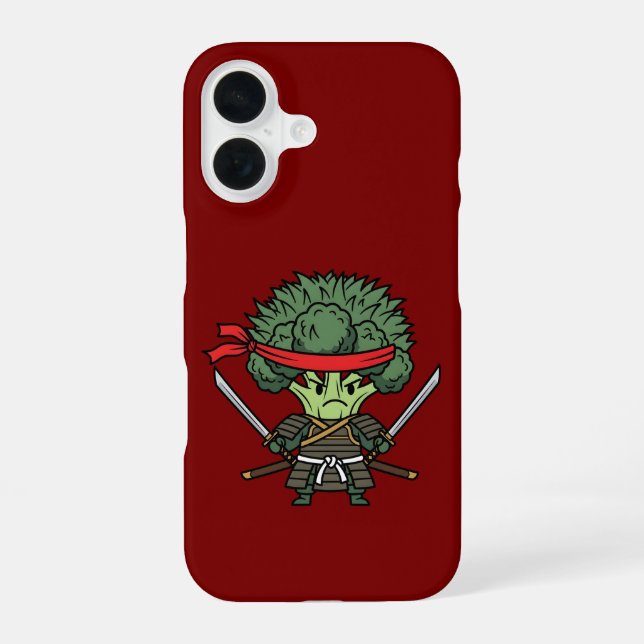 Funny Broccoli Samurai Warrior Japanese Art Illust iPhone 16 Hülle (Rückseite)
