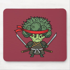 Funny Broccoli Samurai Warrior Japanese Art Illust Mousepad