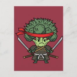 Funny Broccoli Samurai Warrior Japanese Art Illust Postkarte