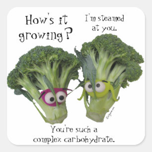 Funny Broccoli Talk Quadratischer Aufkleber