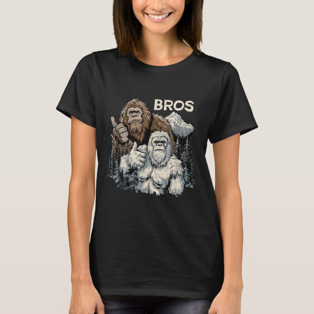 Funny Bros Bigfoot und Yeti Brothers Sasquatch Awe T-Shirt (Vorderseite)