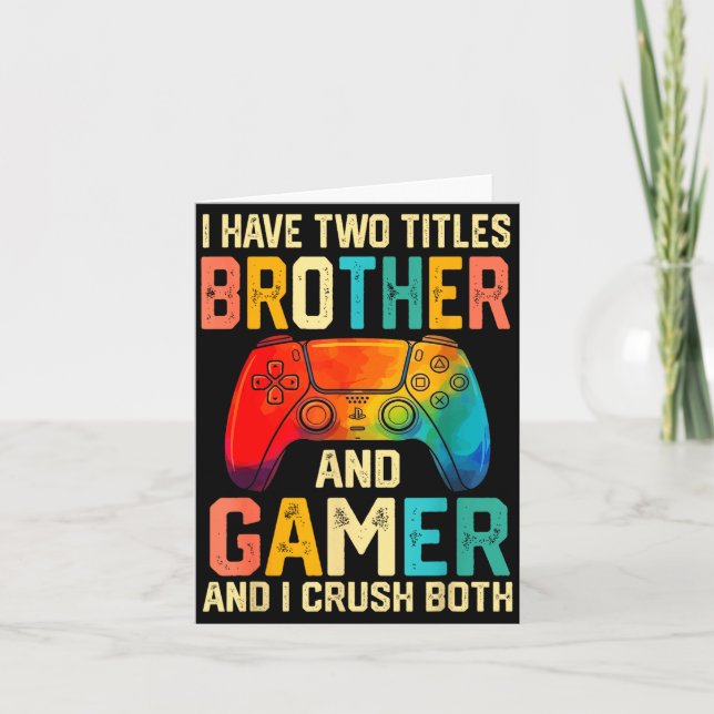 Funny Brother Gamer Graphic Tee Men Boys Teens Vid Karte (Vorderseite)