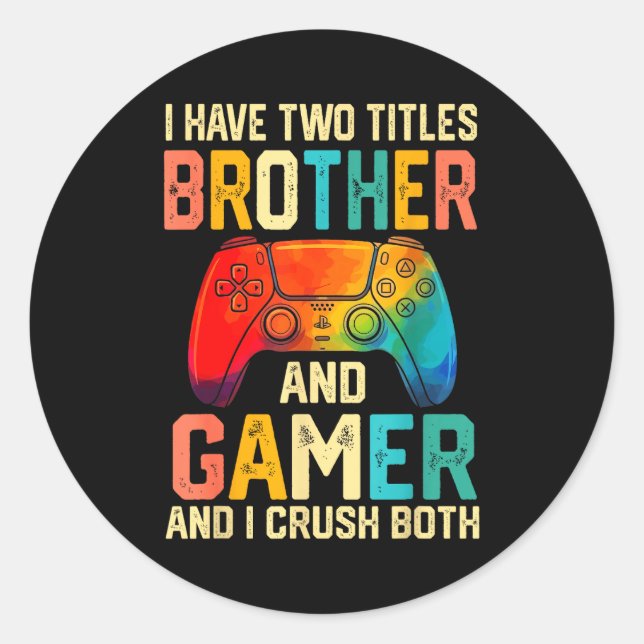 Funny Brother Gamer Graphic Tee Men Boys Teens Vid Runder Aufkleber (Vorderseite)