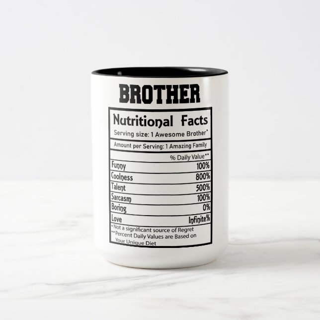 Funny Brother Nutrition Fakten Zweifarbige Tasse (Mittel)