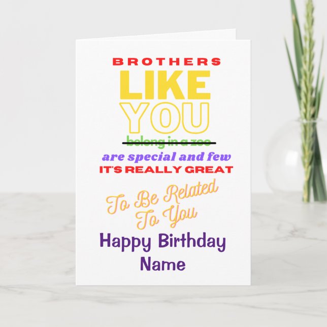 Funny Brother Verse Happy Birthday Card Karte (Vorderseite)