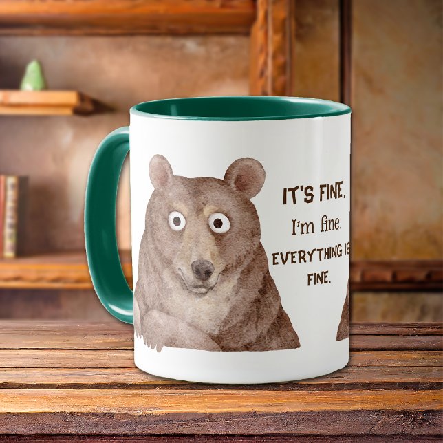 Funny Brown Bear I'm Fine Office Tasse (Von Creator hochgeladen)