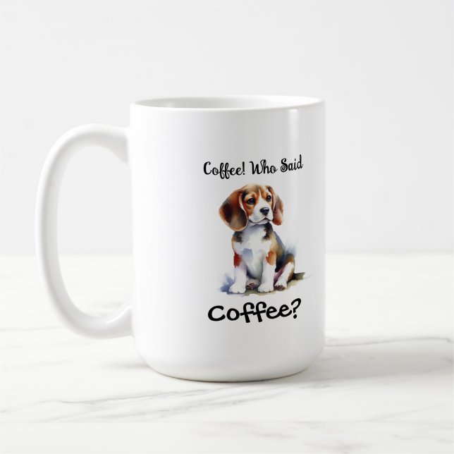 Funny BROWN 'Coffee" Beagle Personalize Kaffeetasse (Links)