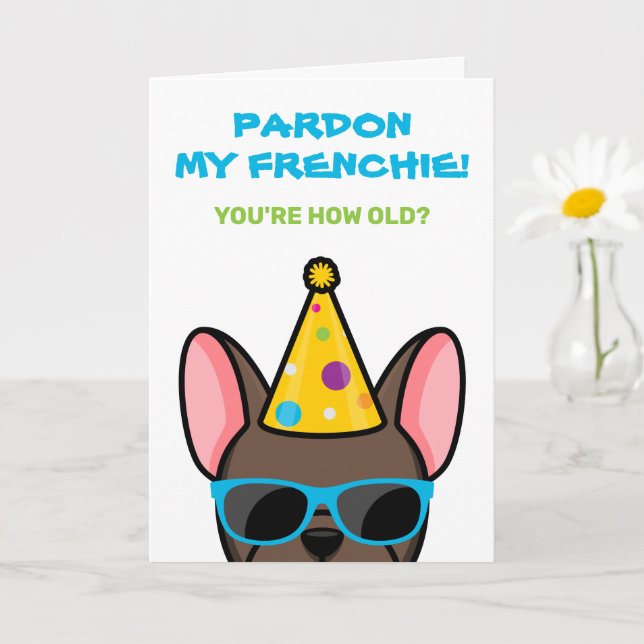 Funny Brown French Bulldog Frenchie Birthday Card Karte (Kleine Pflanze)