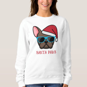 Funny Brown Frenchie Santa Paws Weihnachten Sweatshirt