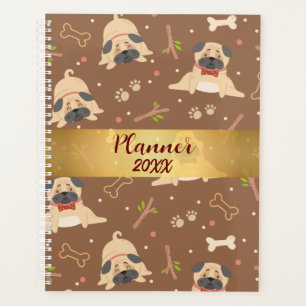 Funny Brown Mops Paws Personalisiert Planner Planer