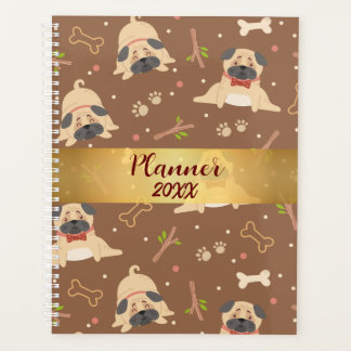 Funny Brown Mops Paws Personalisiert Planner Planer