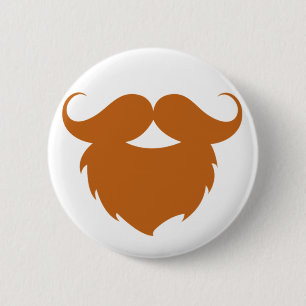 Funny Brown Mustache Button