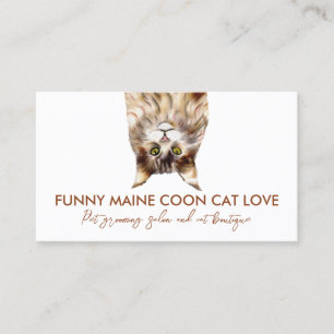 Funny Brown Pet Sitter Maine Coon Cat Visitenkarte