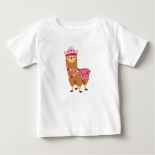 Funny Brown Pink Valentine's Day Llamas T - Shirt