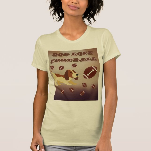 Funny Brown Puppy Playing Football Women T-Shirt (Vorderseite)