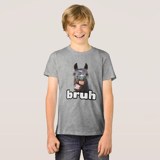 Funny Bruh Horse Tri-Blend Shirt (Vorderseite voll)