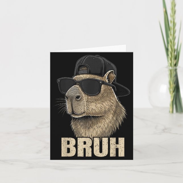 Funny Bruh Meme Capybara Lover Cool Sungles For Me Karte (Vorderseite)