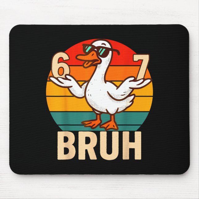 Funny Bruh Retro Duck 6 7 Meme Kids Teen Boys  Mousepad (Vorne)
