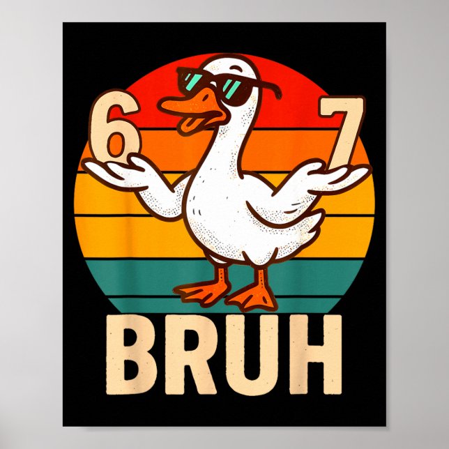 Funny Bruh Retro Duck 6 7 Meme Kids Teen Boys  Poster (Vorne)