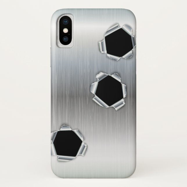 Funny Brushed Metal und Bullet Holen Case-Mate iPhone Hülle (Rückseite)