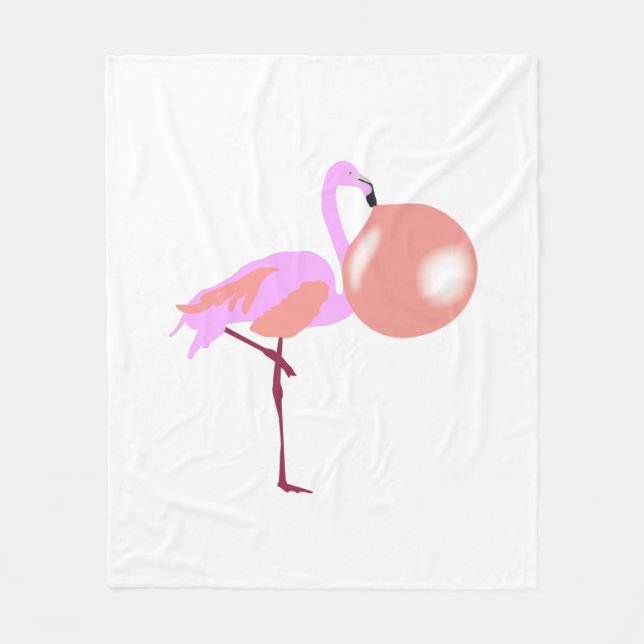 Funny Bubble Gum Flamingo Blflüge Blase Fleecedecke (Vorderseite)