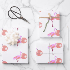 Funny Bubble Gum Flamingo Blflüge Blase Geschenkpapier Set