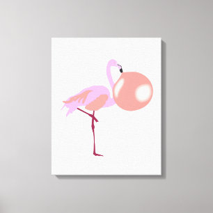 Funny Bubble Gum Flamingo Blflüge Blase Leinwanddruck
