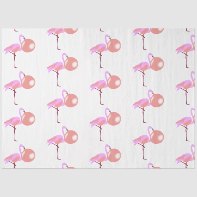 Funny Bubble Gum Flamingo Blflüge Blase Seidenpapier (Vorderseite)