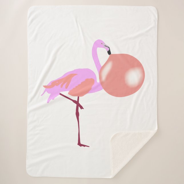 Funny Bubble Gum Flamingo Blflüge Blase Sherpadecke (Vorderseite)