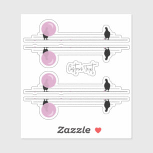 Funny Bubblegum Birds on a Wire Aufkleber