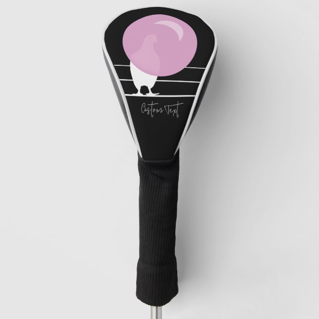 Funny Bubblegum Birds on a Wire Black Golf Headcover (Vorderseite)
